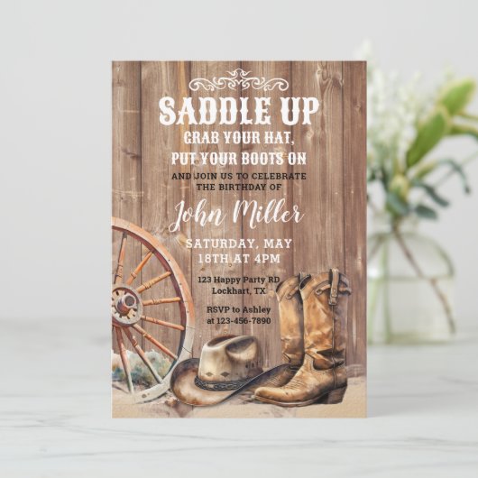 Zadel Land Western Cowboy Party Boots Pet op Kaart (Staand voorkant)