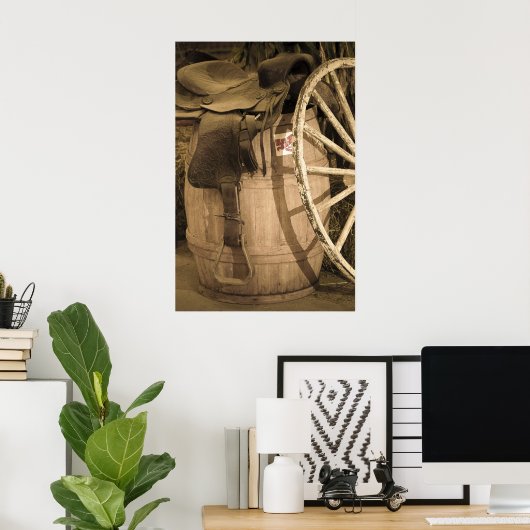 Zadel, loop en wagenwiel poster (Thuiskantoor)