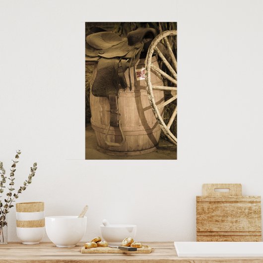 Zadel, loop en wagenwiel poster (Keuken)