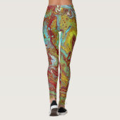 Zadel omhoog 1 unieke blauw rood Abstracte Legging (Achterkant)