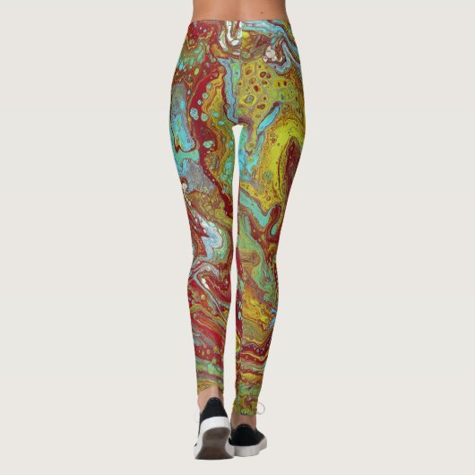 Zadel omhoog 1 unieke blauw rood Abstracte Legging (Achterkant)