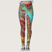 Zadel omhoog 1 unieke blauw rood Abstracte Legging (Voorkant)