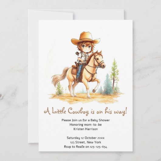 Zadel omhoog: Cowboy Baby shower Adventure Kaart (Voorkant)