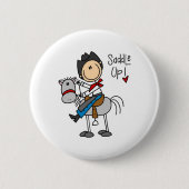 Zadel omhoog! Cowboy Stick Figuur Button (Voorkant)