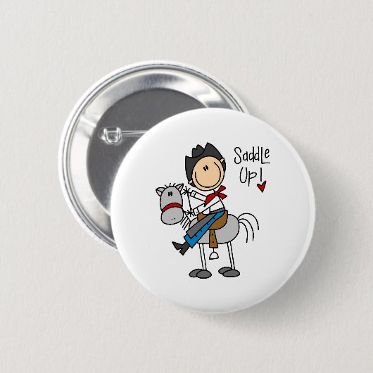 Zadel omhoog! Cowboy Stick Figuur Button (Voorkant /achterkant)
