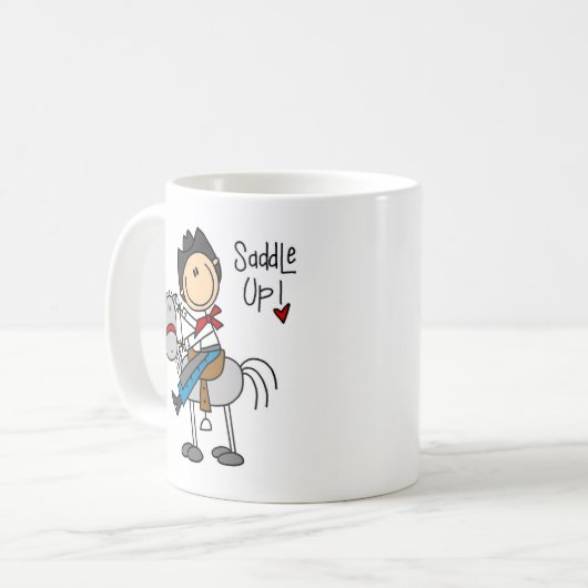 Zadel omhoog! Cowboy Stick Figuur Mok (Voorkant links)