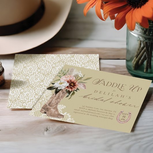 Zadel omhoog Cowgirl Boot Western Vrijgezellenfees Kaart