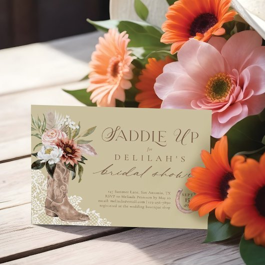 Zadel omhoog Cowgirl Boot Western Vrijgezellenfees Kaart