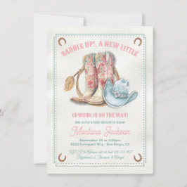 Zadel omhoog Floral Boots cowgirl baby shower Kaart