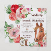 Zadel omhoog! Het is tijd om te vieren! Horse Birt Kaart (Voorkant / Achterkant)