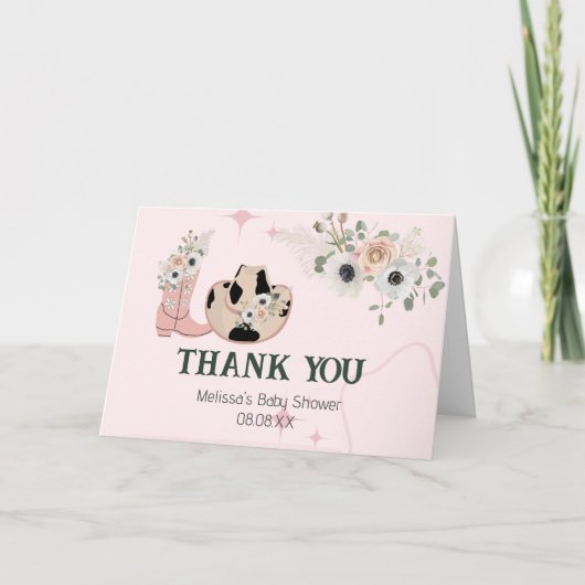 Zadel omhoog Moderne Westerne Cowgirl aangepaste f Bedankkaart (Voorkant)