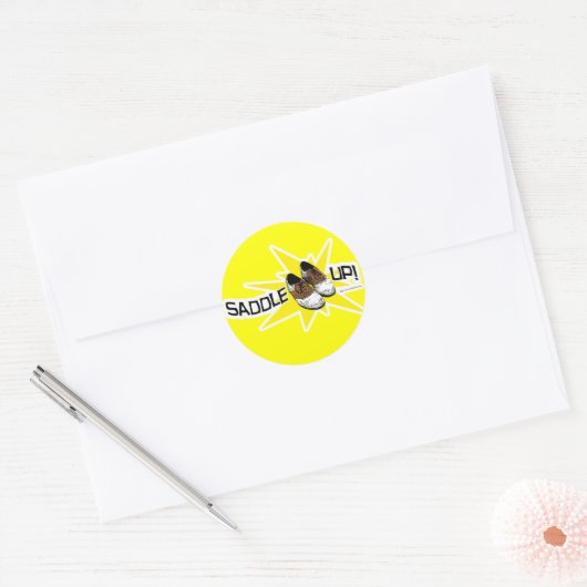 Zadel omhoog! ronde sticker (Envelop)