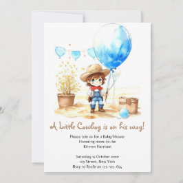 Zadel omhoog: Waterverf Western Cowboy Baby shower Kaart