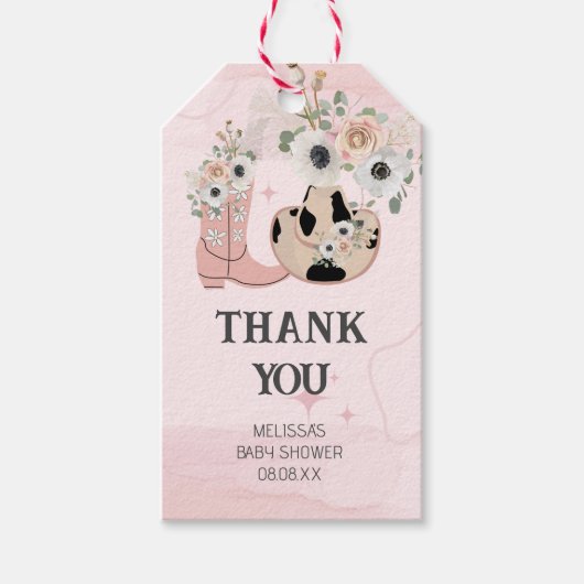 Zadel omhoog Western Cowgirl Theme Dank je Cadeaulabel (Voorkant)