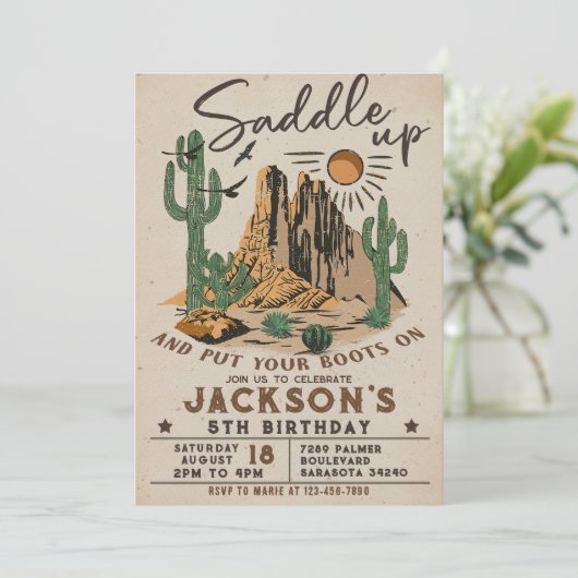  zadel omhoog Western Rodeo Cowboy Verjaardag Kaart (Staand voorkant)