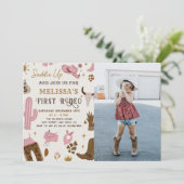 Zadel omhoog Wild West Rodeo Cowgirl Verjaardagsfo Kaart (Staand voorkant)