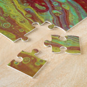 Zadel Op 1 Unieke Blauwe Rode Abstracte Puzzel (Zijkant)
