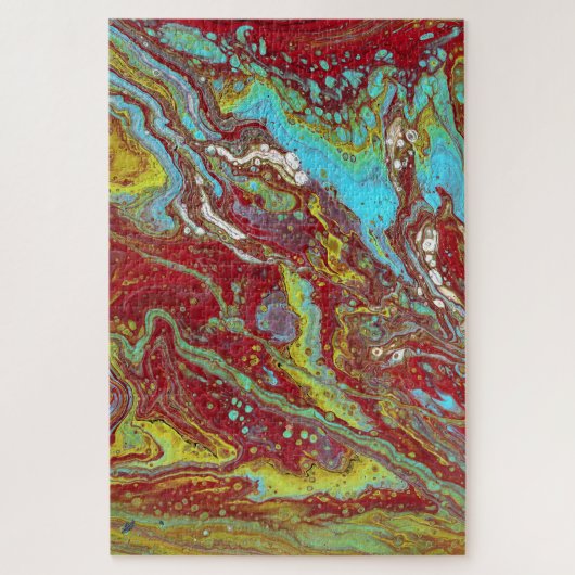 Zadel Op 1 Unieke Blauwe Rode Abstracte Puzzel (Verticaal)