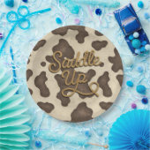 Zadel op Brown Cow Country Western Rodeo Feest Papieren Bordje (Feest)