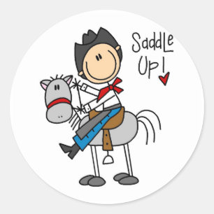 Zadel Op Cowboy T-shirts en Cadeaus Ronde Sticker