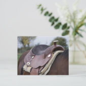Zadel op een paard briefkaart (Staand voorkant)