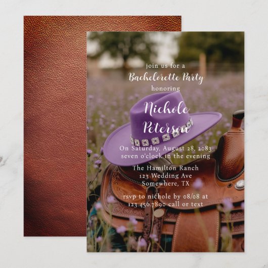 Zadel op het hek met hoed vrijgezellenfeest kaart (Voorkant / Achterkant)