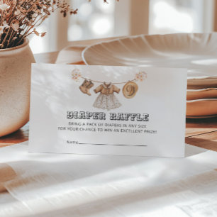 Zadel op Kleine Cowgirl Baby shower Luier Raffle Informatiekaartje