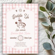 Zadel Op Rodeo Cowgirl Roze Gingham Verjaardag
