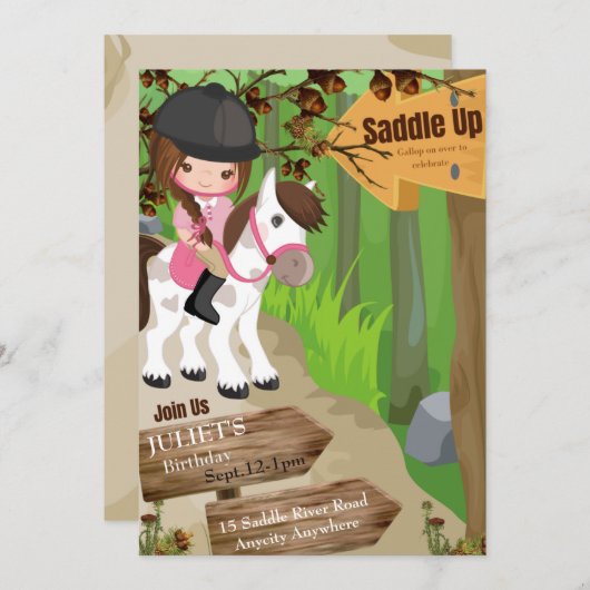 Zadel op uitnodiging 1 (Meisje) (Voorkant / Achterkant)