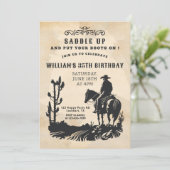 Zadel Op, Western Feest, Cowboy Verjaardag Kaart (Staand voorkant)