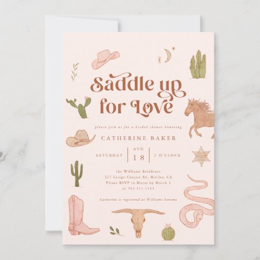 Zadel op Westerne bruids doucheuitnodiging Kaart (Voorkant)