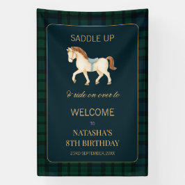 Zadel Preppy Paard Verjaardags Welkom Spandoek
