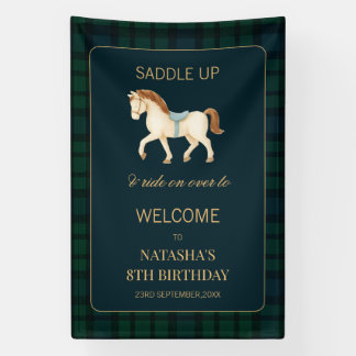 Zadel Preppy Paard Verjaardags Welkom Spandoek