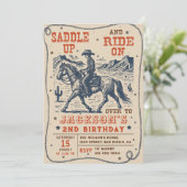 Zadel Rodeo Western Cowboy Verjaardagsfeestje op Kaart (Staand voorkant)