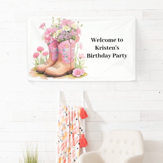 Zadel Sweetness Cowboy en Cowgirl Verjaardag Spandoek (Insitu)