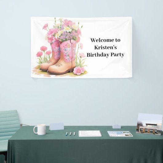 Zadel Sweetness Cowboy en Cowgirl Verjaardag Spandoek (Beurs)