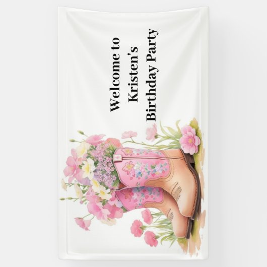 Zadel Sweetness Cowboy en Cowgirl Verjaardag Spandoek (Verticaal)