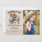 Zadel Western 1e verjaardagsfeestfoto op Kaart (Voorkant)