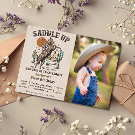 Zadel Western 1e verjaardagsfeestfoto op Kaart