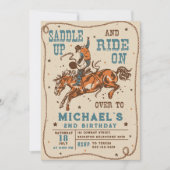 Zadel Western Rodeo Cowboy Verjaardag op Kaart (Voorkant)