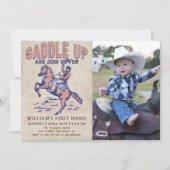 Zadel Westerne Cowboy Rodeo Verjaardagsfoto op Kaart (Voorkant)