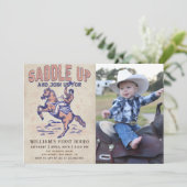 Zadel Westerne Cowboy Rodeo Verjaardagsfoto op Kaart (Staand voorkant)