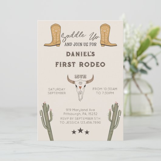 Zadel Westerne Cowboy Verjaardag Kaart (Staand voorkant)