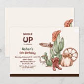 Zadel Westerne verjaardagsuitnodiging op Kaart (Voorkant / Achterkant)