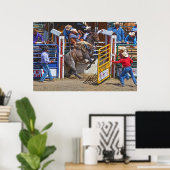 Zadelbrons breken uit Rodeo Chute w Cowboy Poster (Thuiskantoor)