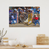 Zadelbrons breken uit Rodeo Chute w Cowboy Poster (Keuken)