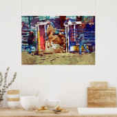 Zadelbrons breken uit Rodeo Chute w Cowboy Poster (Keuken)