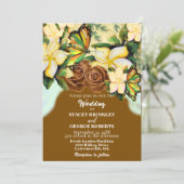 Zadelbruin Boho-Wildflower Floral Wedding Kaart (Staand voorkant)