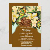 Zadelbruin Boho-Wildflower Floral Wedding Kaart (Voorkant / Achterkant)