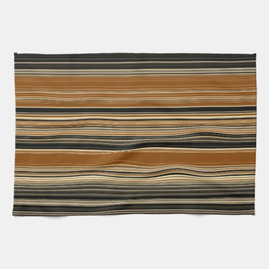 Zadelbruin en zwart gestreept patroon theedoek (Horizontaal)